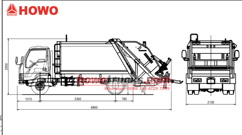 HOWO waste compactor truck drawing