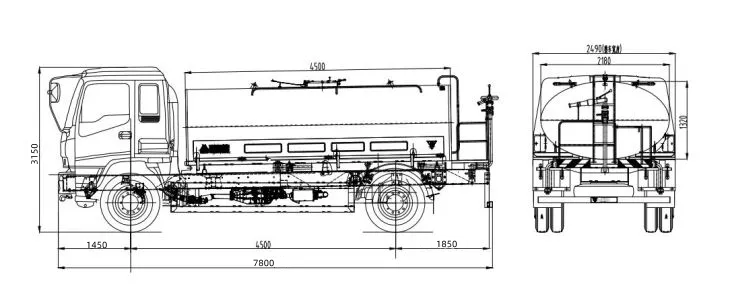 technical drawing of HOWO NX 12cbm water tank truck technical drawing of HOWO NX 12cbm water tank truck