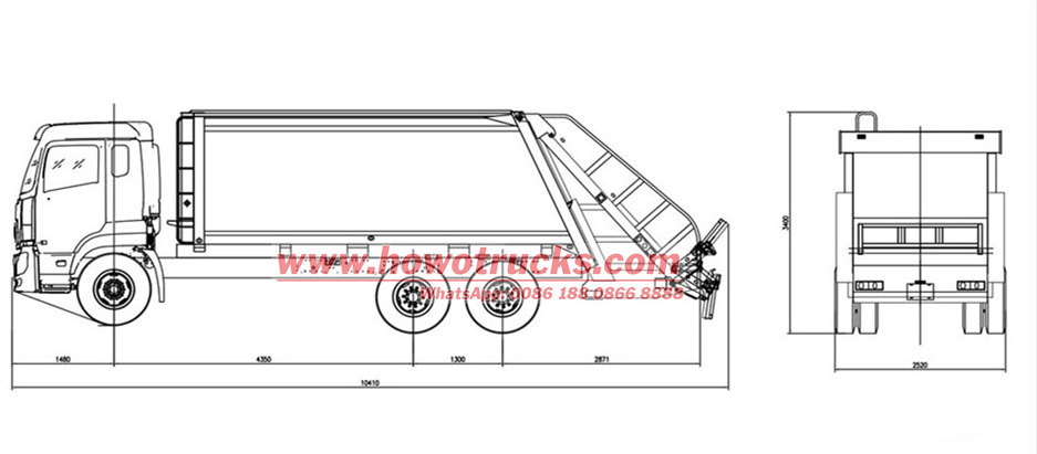 HOWO 6×4 garbage compactor drawing HOWO 6×4 garbage compactor drawing