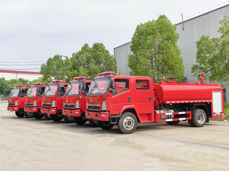 5 units HOWO 6cbm water wagon fire truck are export to Rwanda